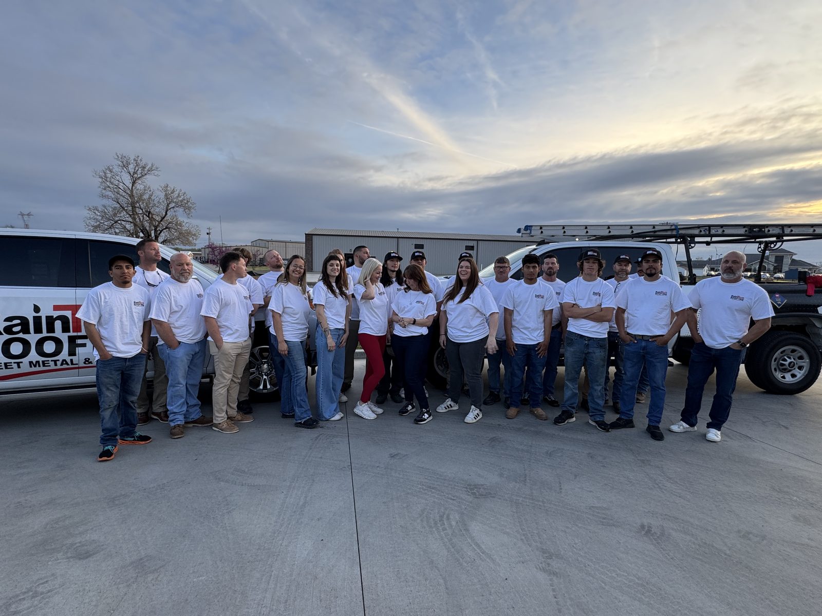 The RainTech Roofing team at the shop in Tulsa
