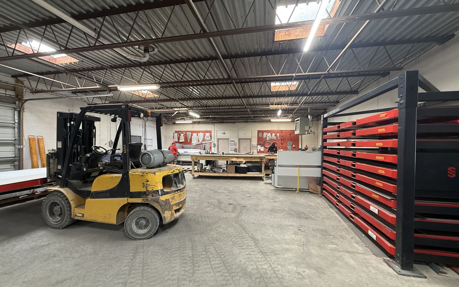 The RainTech Roofing sheet metal shop floor in Tulsa