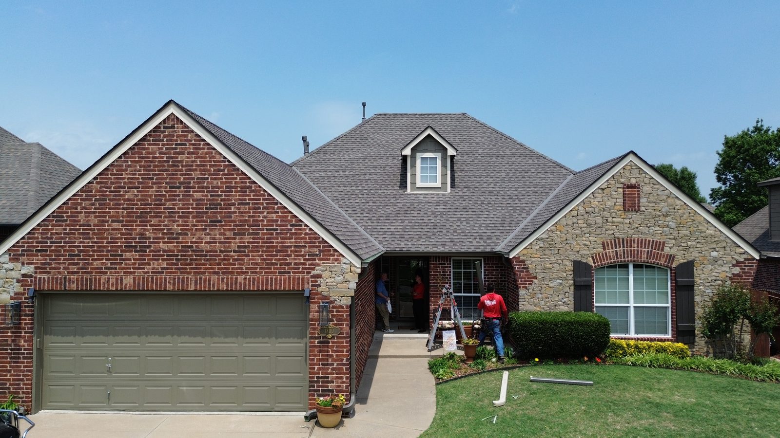 Wrapping up a brick home