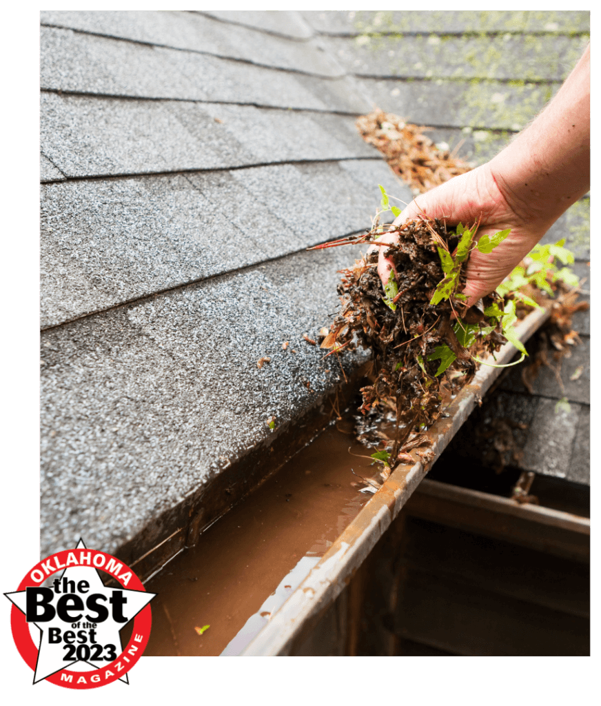 Dirty Tulsa Gutter System with No Gutter Protection