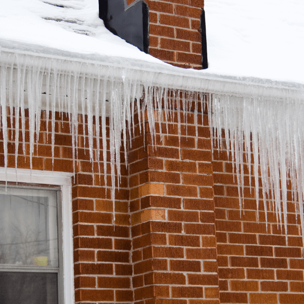 Ice Dam Formed on Residential Guttering in Tulsa